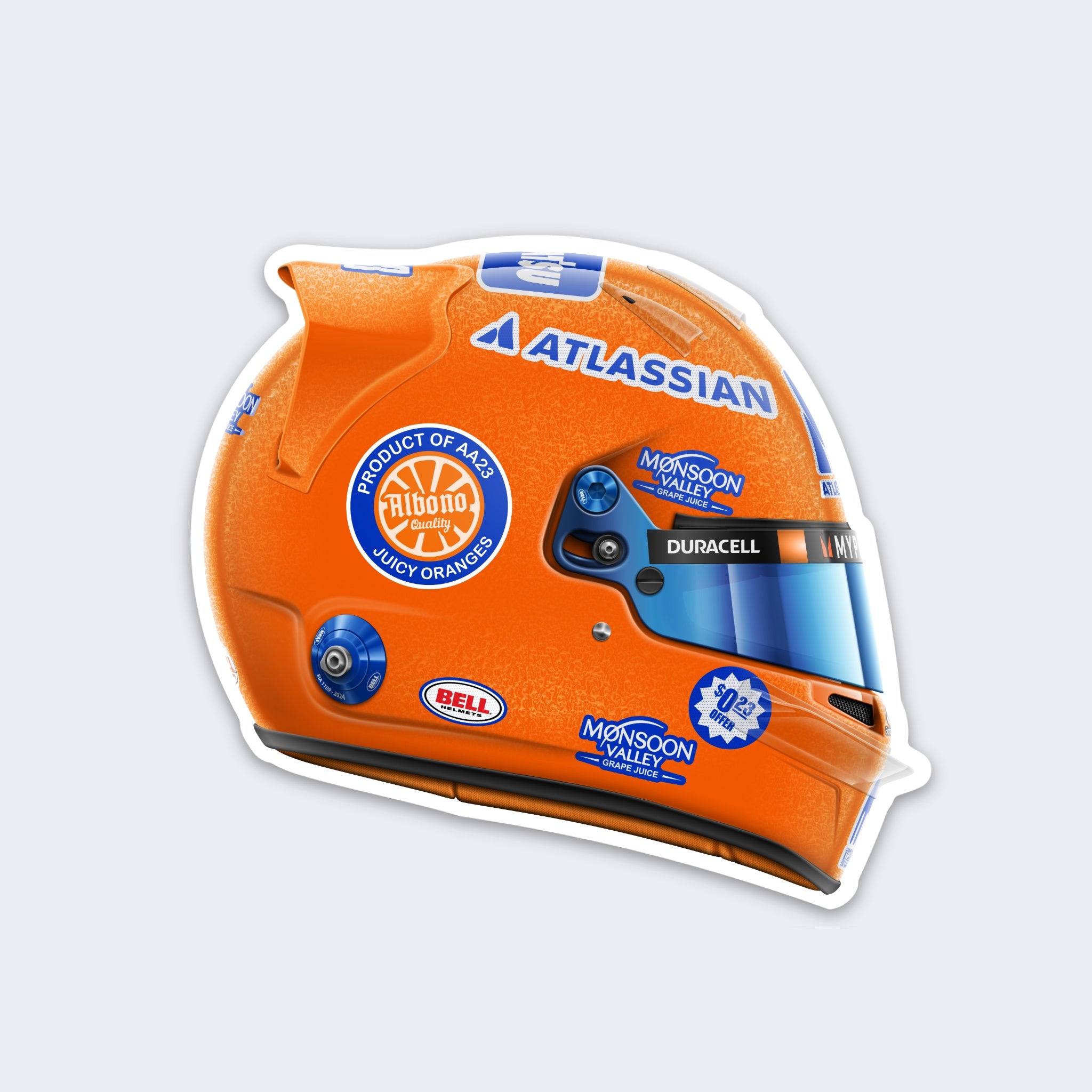 Alex Albon - Helmet - Orange (Miami) - Sticker - 2025