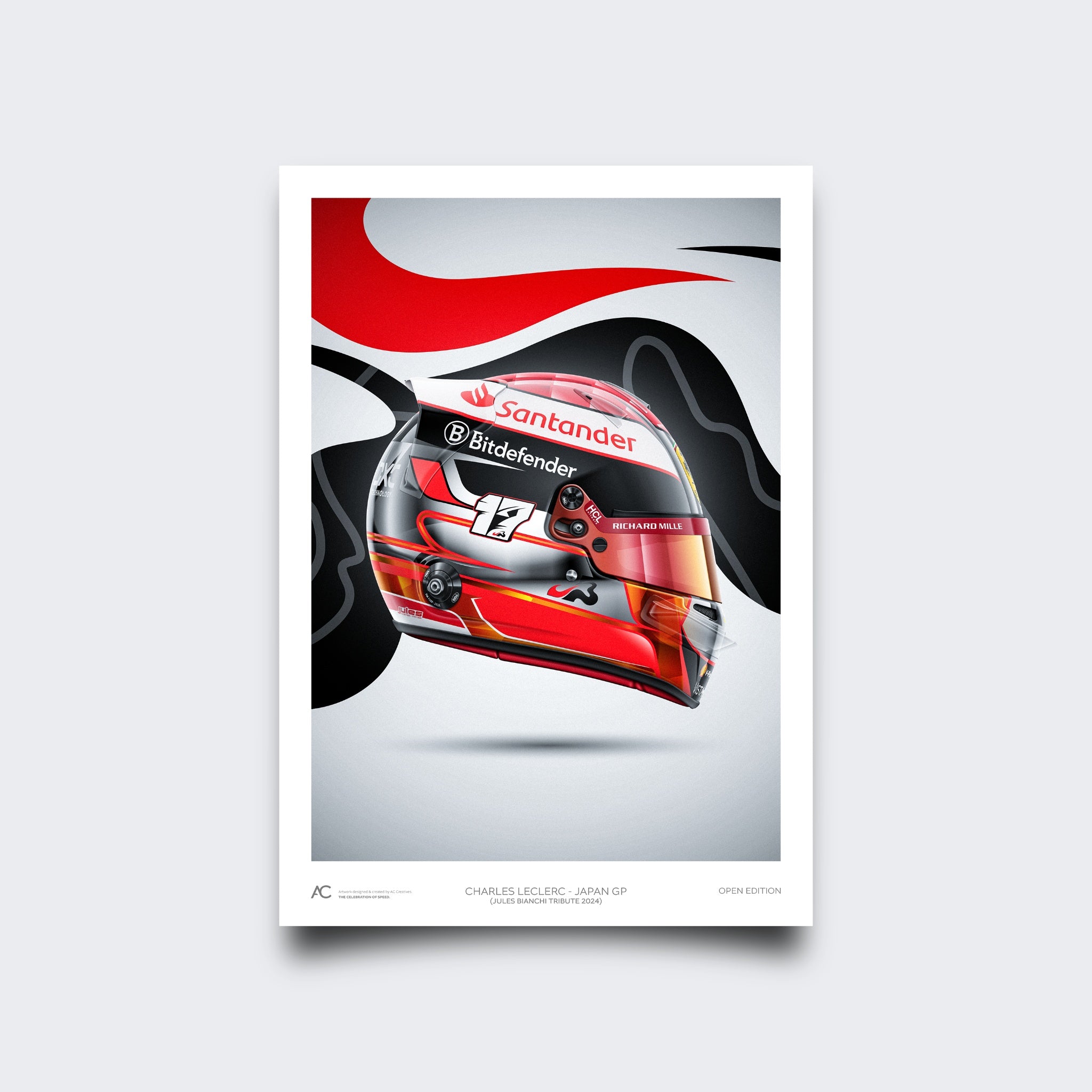 Charles Leclerc - Japan - Helmet Poster - 2024
