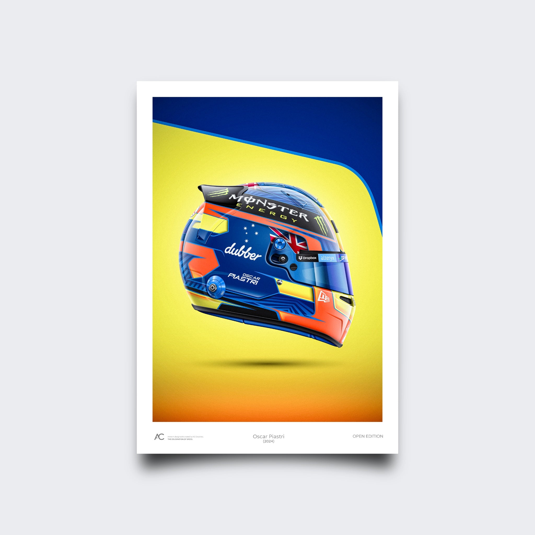 Oscar Piastri - Helmet Poster - 2024